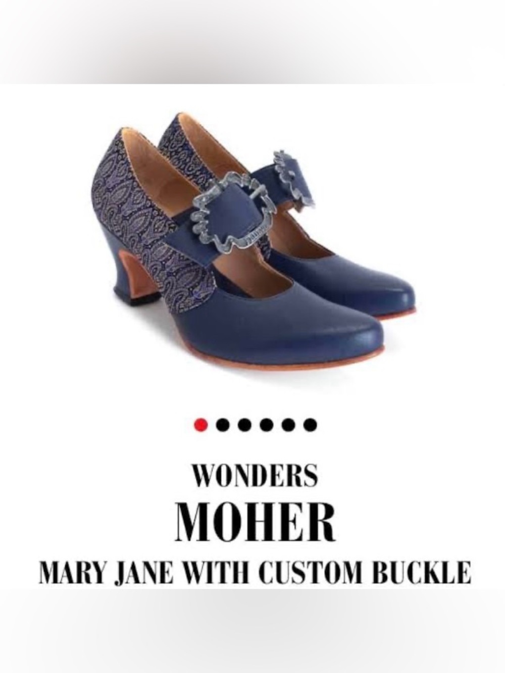 Size 9.5 Vintage JOHN FLUEVOG Blue Mary Jane Heels Brocade Patent Leather Heel